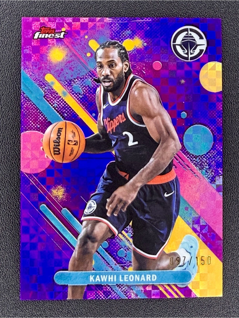 2025-26 Topps Finest Kawhi Leonard #77 Common Purple X-Fractor #/150 LA Clippers